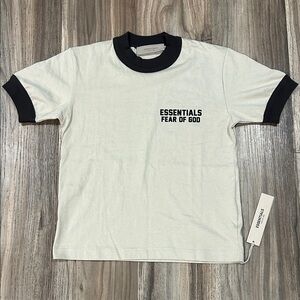 ESSENTIALS FEAR OF GOD Cream and Black Short Sleeve Tee